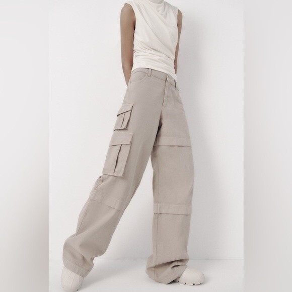ZARA FULL LENGTH CARGO PANTS - Picture 5 of 7